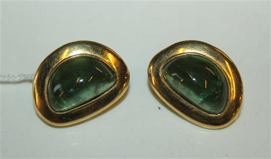 Pair gold mounted tourmaline earrings